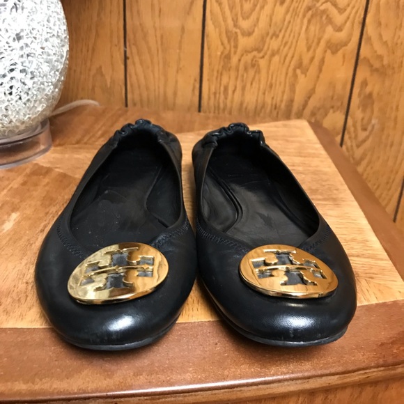 Tory Burch Reva Leather Ballet Flats 8-M Black - Picture 3 of 10